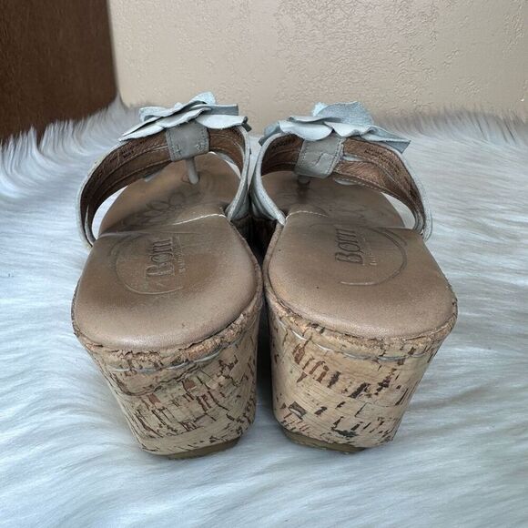 Born FLUTTER Leather Wedge Thong Platform Sandal Shoe Size 10 - Picture 3 of 9
